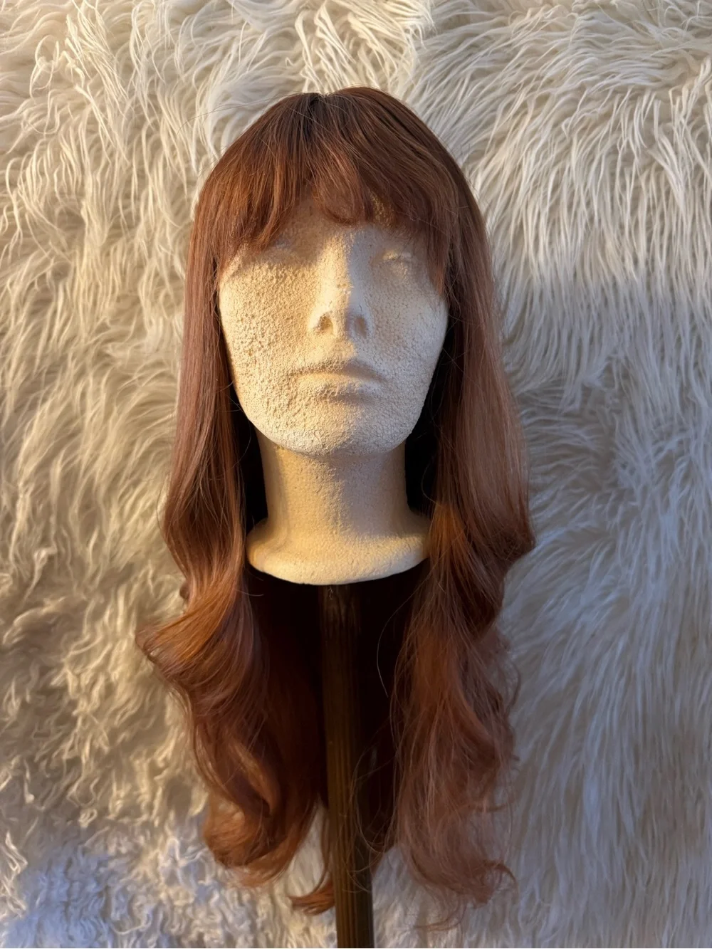 Brown Long Wavy Wig with Bangs